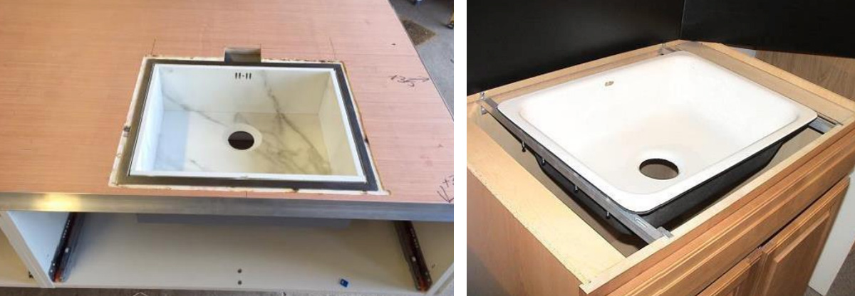 The disconnecting/fitting of their sinks.