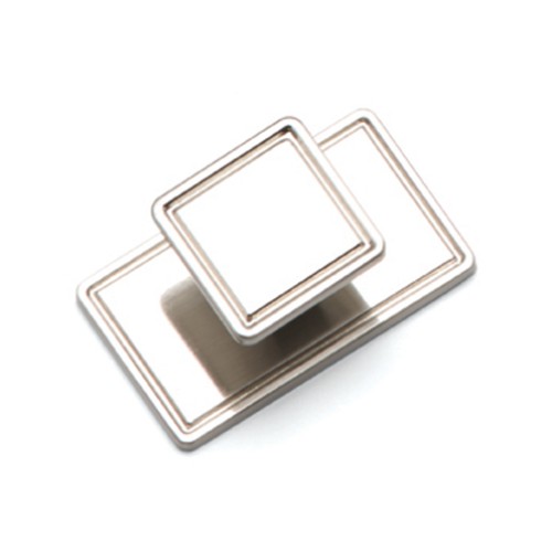 Kitchen Handles - Square Backplate Knob, Brushed Nickel