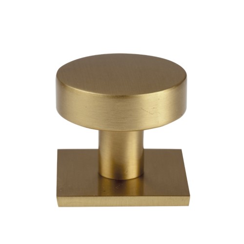 Kitchen Handles - Knob On Backplate, Brushed Satin Brass