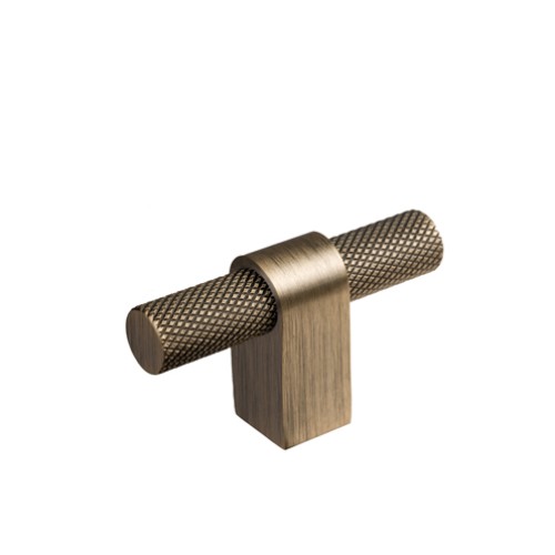 Kitchen Handles - Knurled T-Bar 60mm Antique Brushed Brass