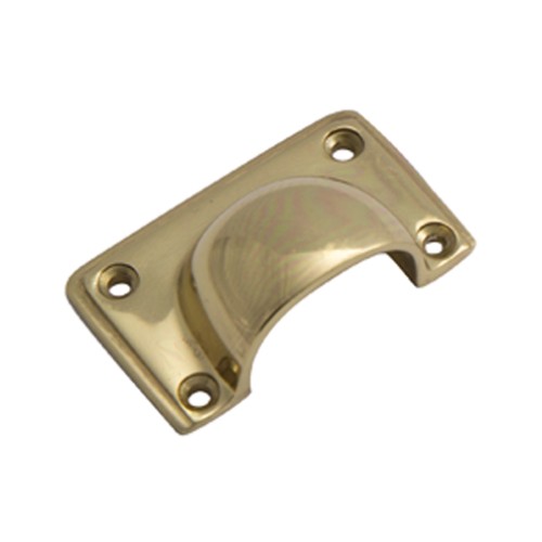 Kitchen Handles - Square Cup Handle, 49mm, Polished Brass