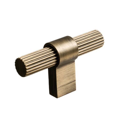 Kitchen Handles - Fluted T-Bar, Antique Brushed Brass