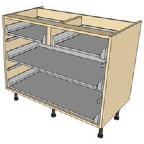 Kitchen Units - 1200mm Double Antaro Drawer Unit - 2x140 Top 2x283mm Bottom