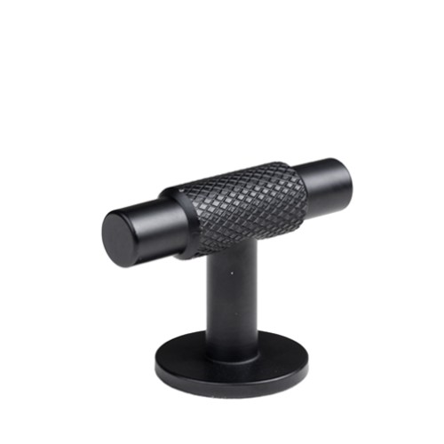 Kitchen Handles - T-Bar, Round Backplate, Matte Black